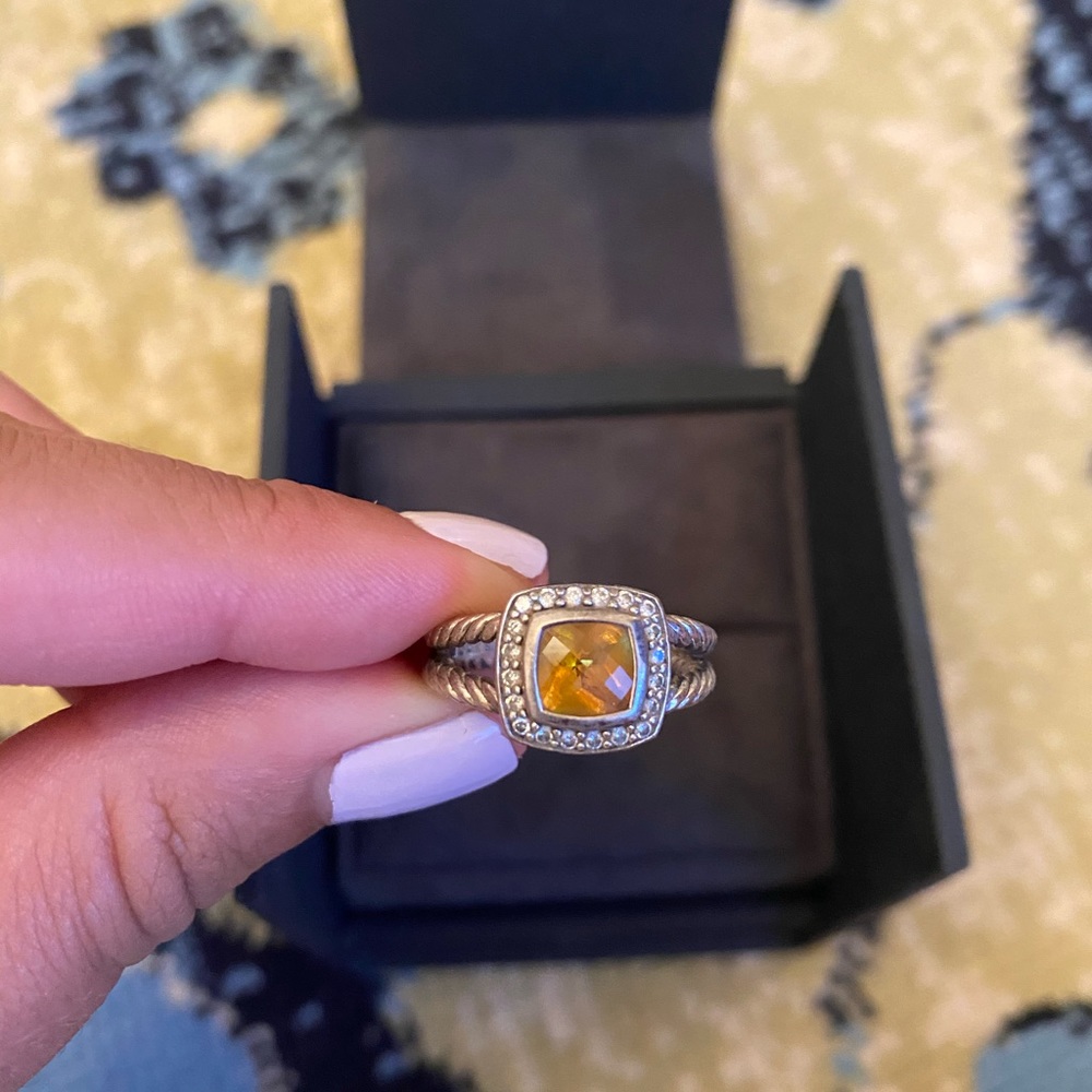 Petite Albion Ring with Citrine and Diamonds - Picture 4 of 9